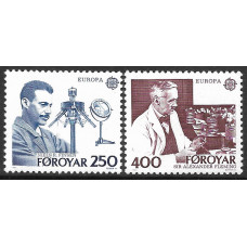 Фарерские острова. EUROPA CEPT. Великие творения человеческого гения. Нильс Рюберг Финзен и Александр Флеминг. Серия