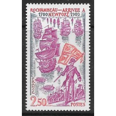 Франция. 200-летие высадки войск генерала Графа фон Рохамбо в Ньюпорте. Марка