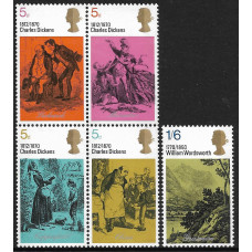 Великобритания. Литература.100 лет со дня смерти Чарльза Диккенса. 200 лет со дня рождения Уильяма Вордсворта. Серия