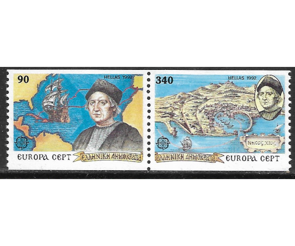 Греция. EUROPA CEPT. 500-летие открытия Америки. Сцепка