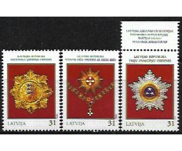 Латвия. Высшие государственные награды стран Балтии. Совместный выпуск Латвии, Литвы и Эстонии. Серия