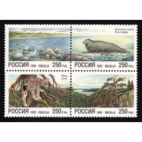Россия. Совместный выпуск с Финляндией. Природа. Флора и фауна двух стран. Сцепка
