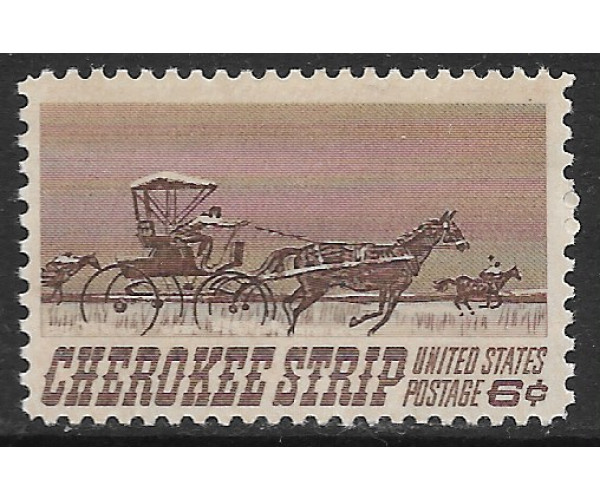 США. 75 лет Земельной Гонке "Cherokee Strip Land Run". Марка