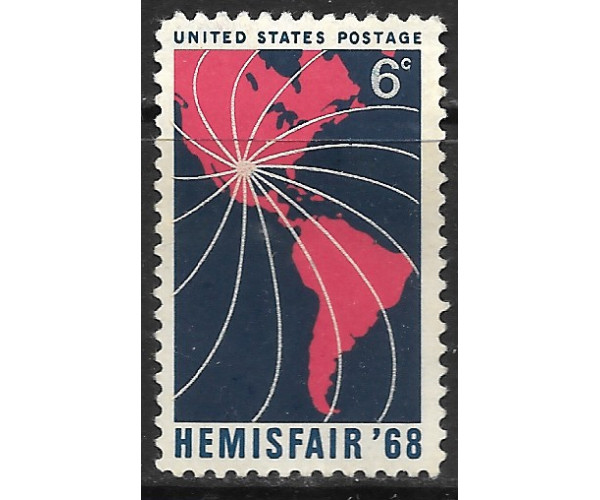 США. Выставка HEMISFAIR-68. 250 лет Сан-Антонио, Техас. Марка США. Выставка HEMISFAIR-68. 250 лет Сан-Антонио, Техас. Марка